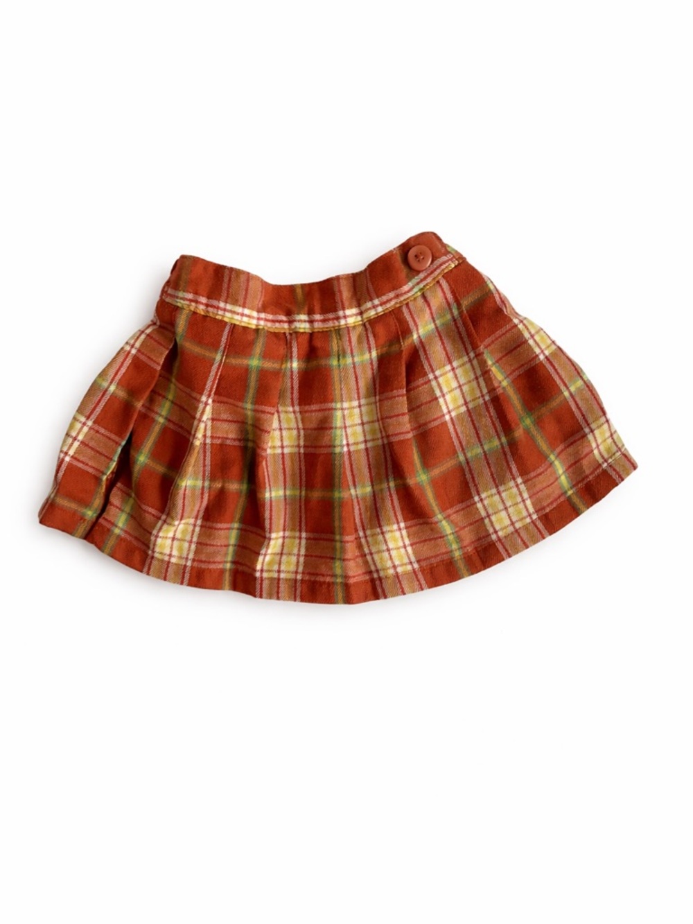 Garanimals Rust Orange Plaid Pleated Skort with Button Waist